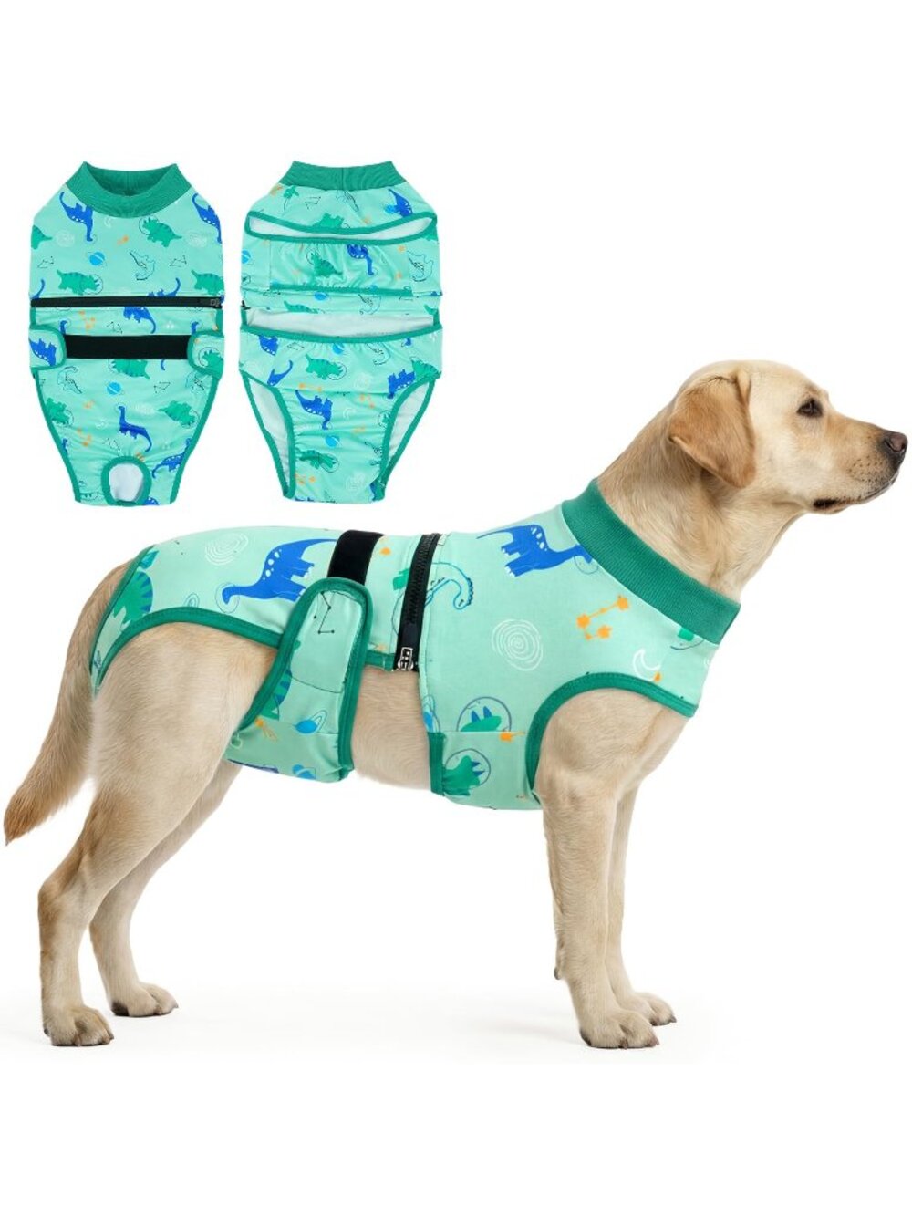 QBLEEV "M" Dog Diapers with Suspenders, Escape Proof Full Body Dog Onesie Suit